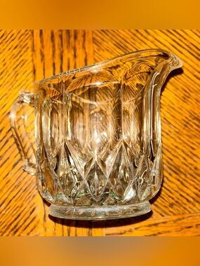 Cut Glass Crystal Creamer Pitcher - Clear Glass